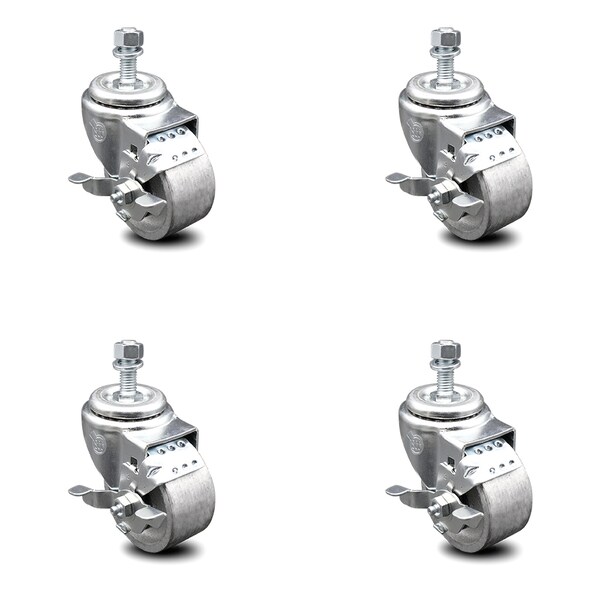 Semi Steel Swvl TS Caster w/RB w/3"Wheel&10mmStem-4 Swvl w/Top Lck BRK, 4PK